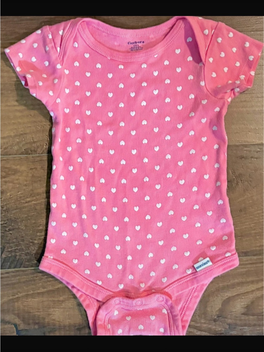 Gerber Pink Heart-Print Short Sleeve One-Piece Bodysuit
